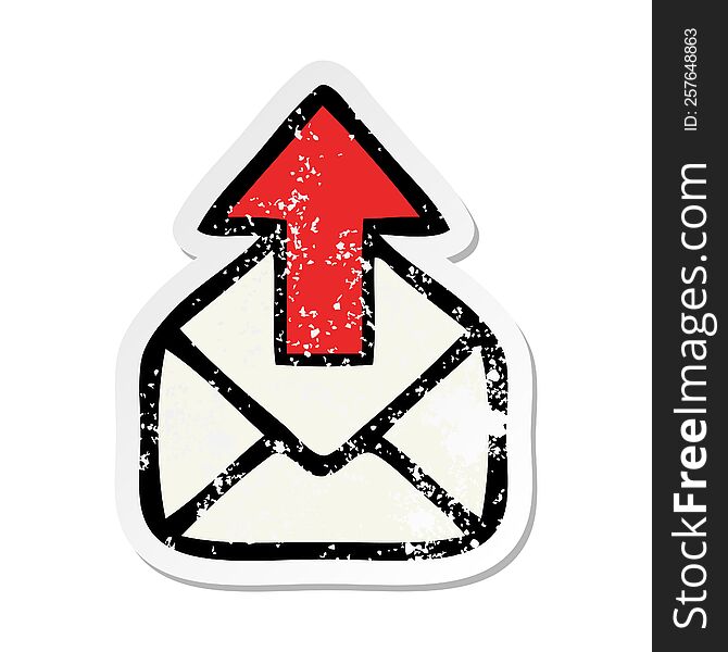 distressed sticker of a cute cartoon email sign