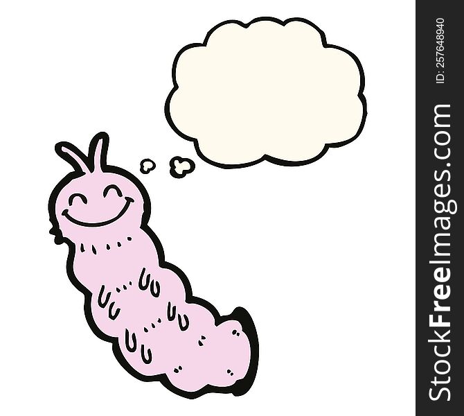 cartoon caterpillar with thought bubble