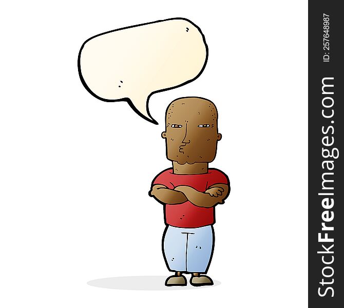 Cartoon Tough Guy With Speech Bubble