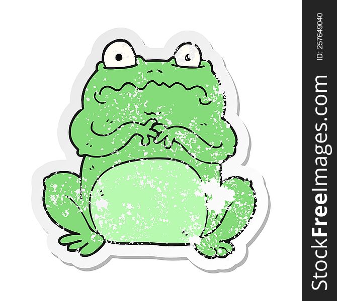 retro distressed sticker of a cartoon funny frog