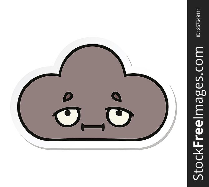 Sticker Of A Cute Cartoon Storm Cloud