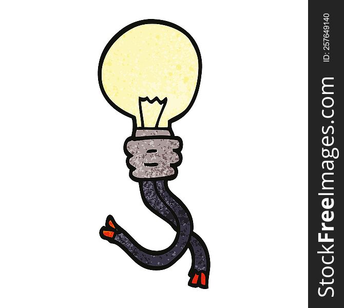 cartoon doodle glowing light bulb