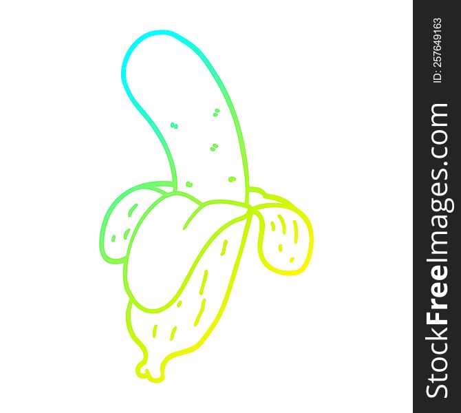 cold gradient line drawing of a cartoon banana