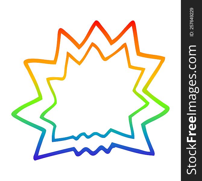 rainbow gradient line drawing of a cartoon of explosion