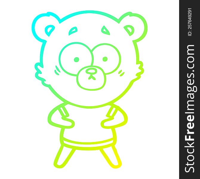 Cold Gradient Line Drawing Surprised Polar Bear Cartoon