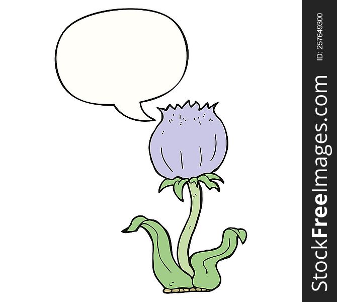 cartoon wild flower and speech bubble