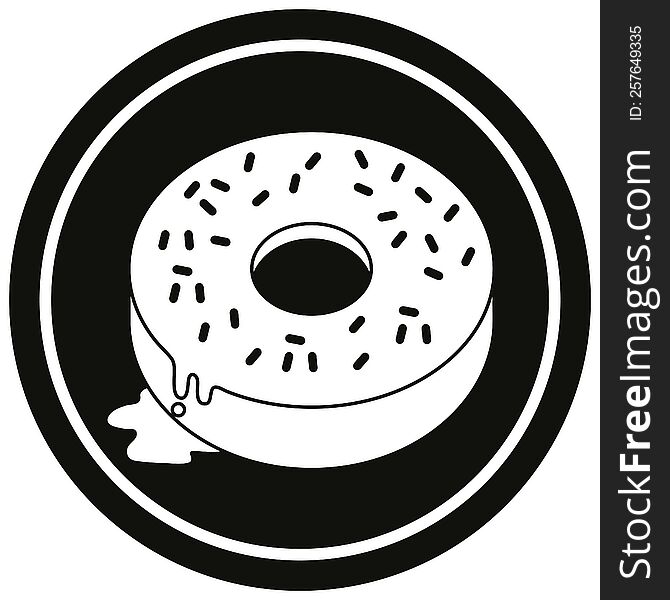 illustration of a tasty iced donut circular symbol. illustration of a tasty iced donut circular symbol