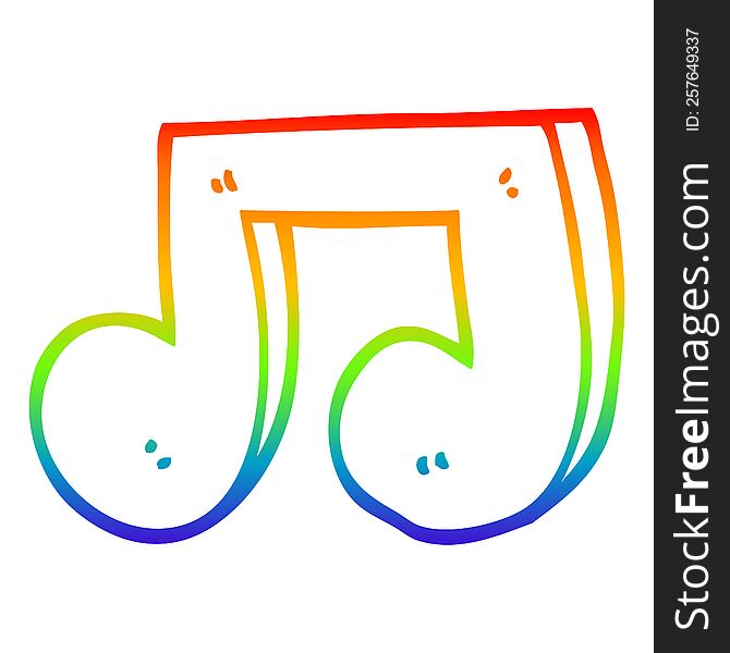 rainbow gradient line drawing of a cartoon musical notes