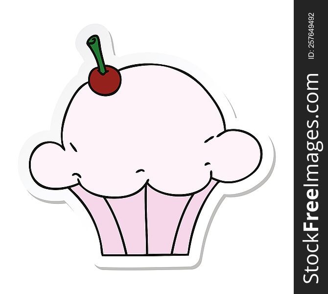 Sticker Of A Quirky Hand Drawn Cartoon Muffin