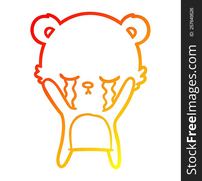 warm gradient line drawing crying cartoon polarbear