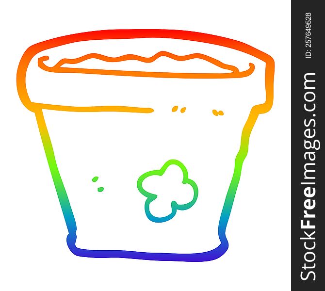 rainbow gradient line drawing of a cartoon plant pot