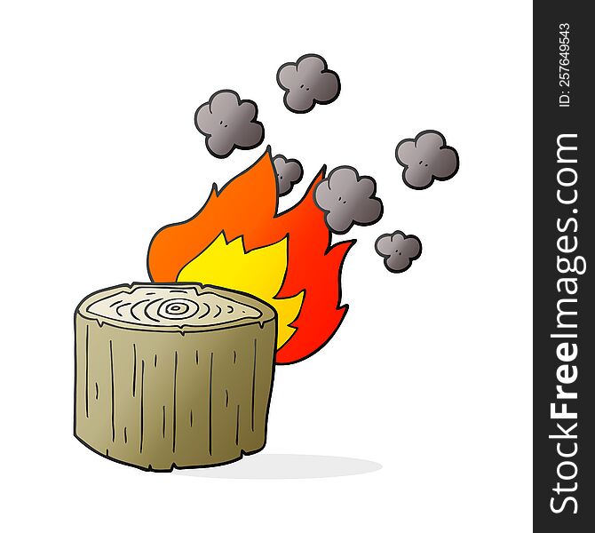 Cartoon Burning Log