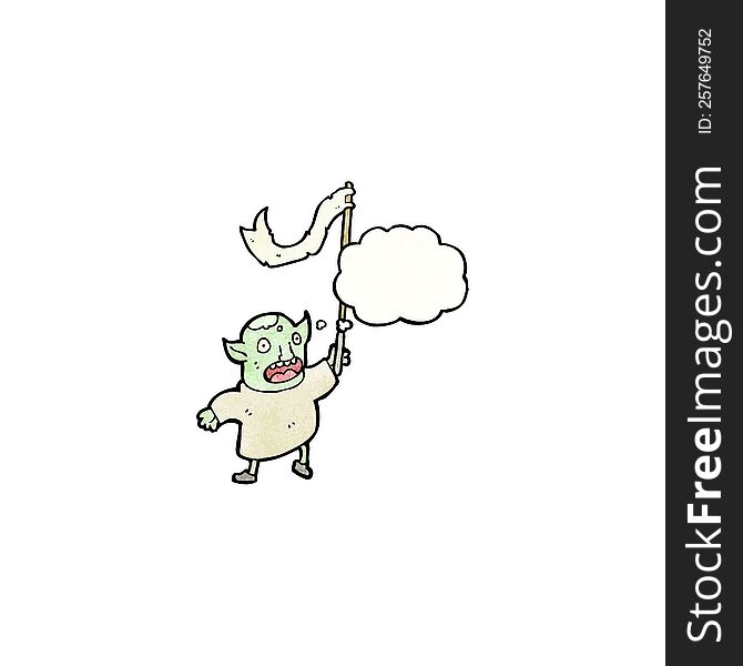 Cartoon Goblin Waving Flag