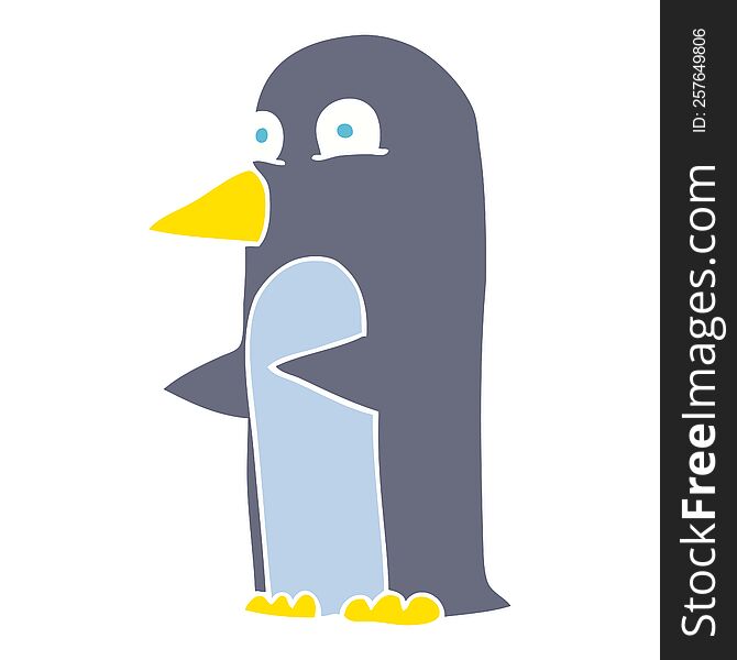 Flat Color Illustration Of A Cartoon Penguin