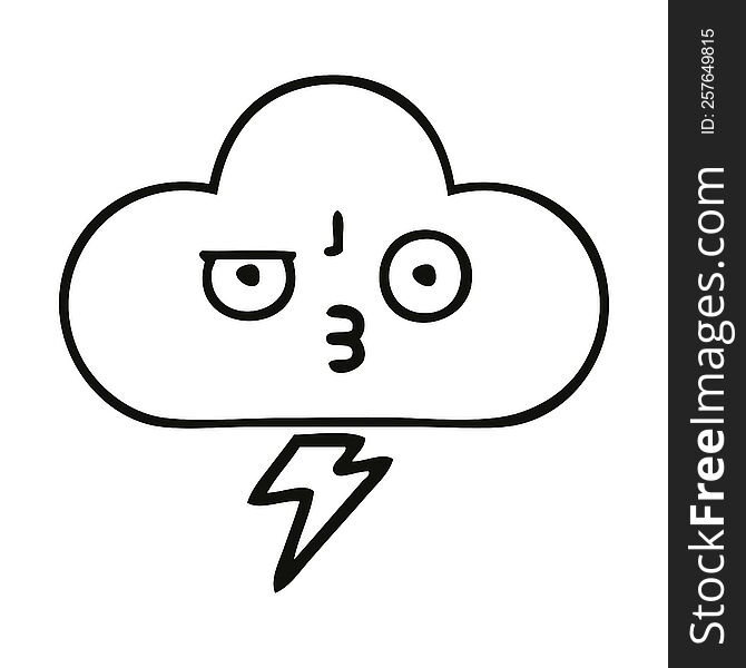 Line Drawing Cartoon Thunder Cloud