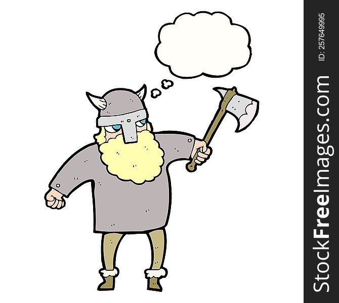 freehand drawn thought bubble cartoon viking warrior
