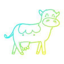 Cold Gradient Line Drawing Cartoon Dairy Cow Stock Image