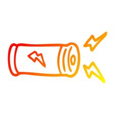 Warm Gradient Line Drawing Cartoon Electric Battery Stock Photo