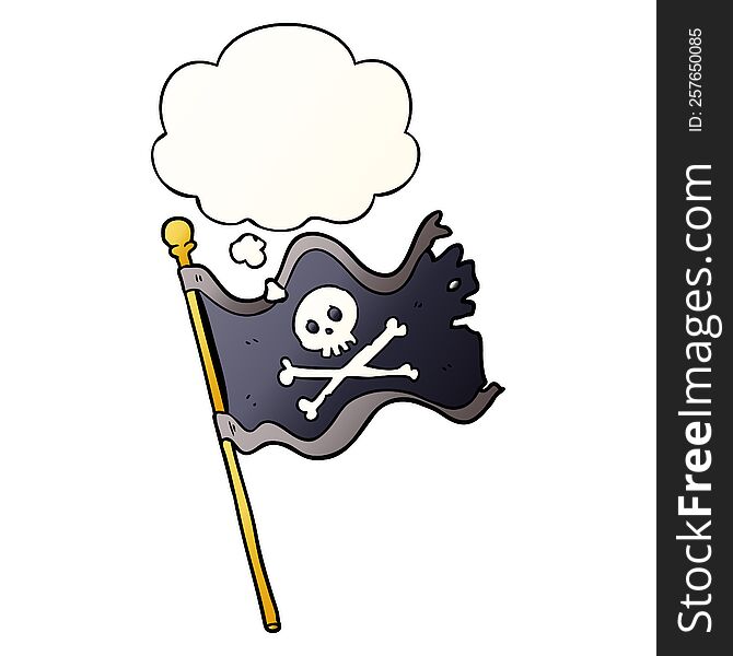 Cartoon Pirate Flag And Thought Bubble In Smooth Gradient Style