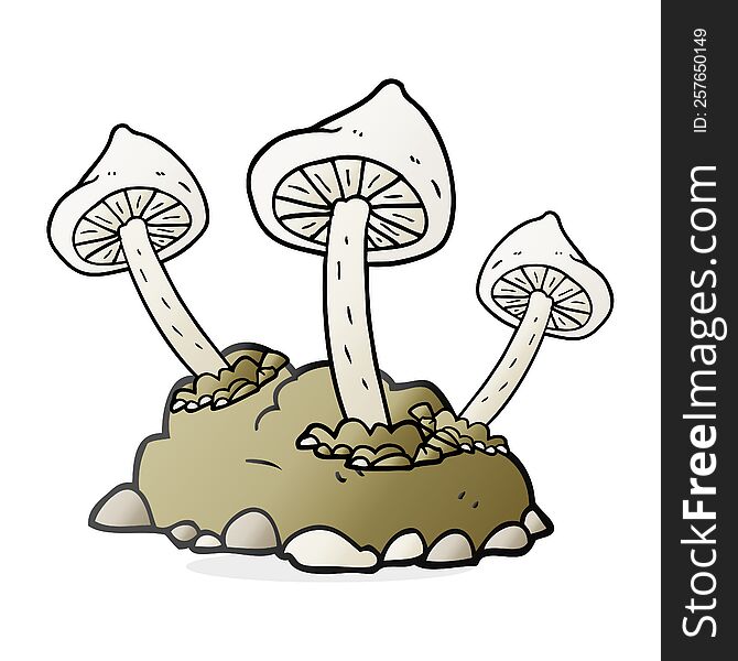 freehand drawn cartoon mushrooms growing