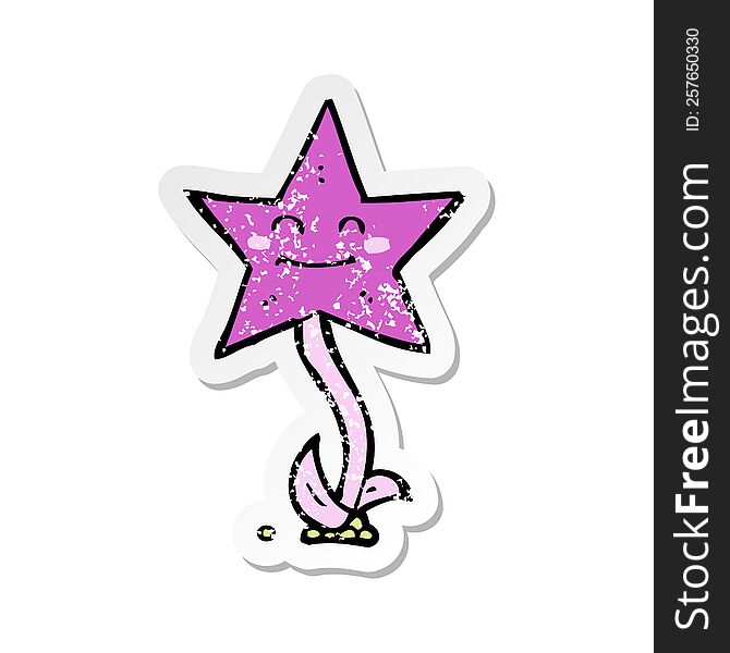 retro distressed sticker of a cartoon star flower