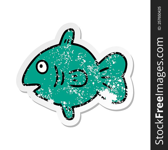 hand drawn distressed sticker cartoon doodle of a marine fish