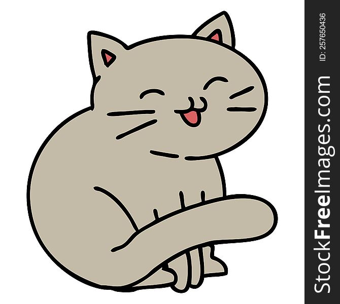 cartoon of a happy cat sitting