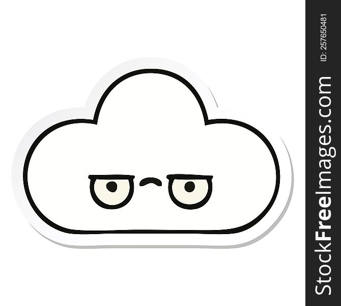 sticker of a cute cartoon cloud