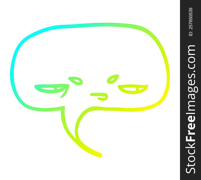 cold gradient line drawing of a cartoon speech bubble with face