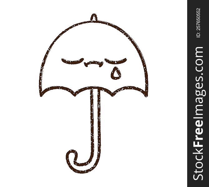 Crying Umbrella Charcoal Drawing