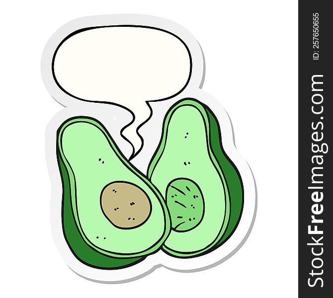 Cartoon Avocado And Speech Bubble Sticker