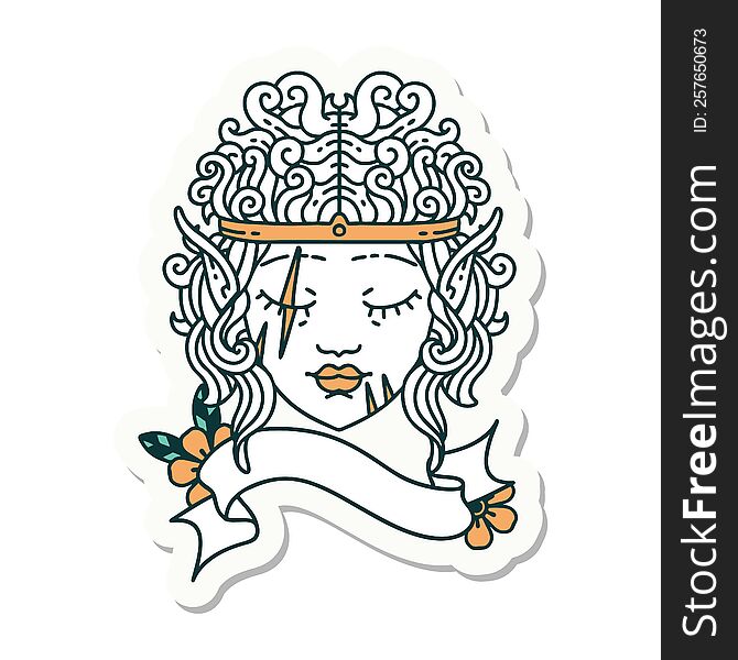 Elf Barbarian Character Face Sticker