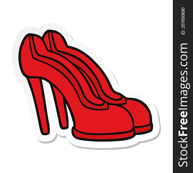 Sticker Of A Cartoon Red Shoes