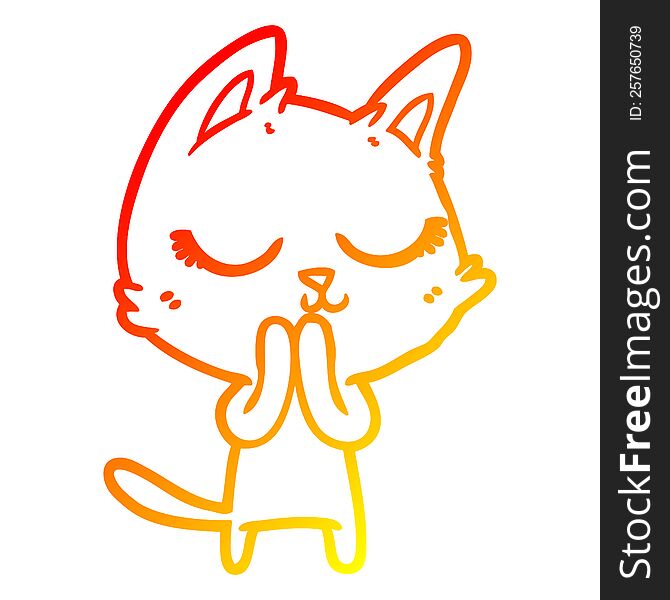 Warm Gradient Line Drawing Calm Cartoon Cat