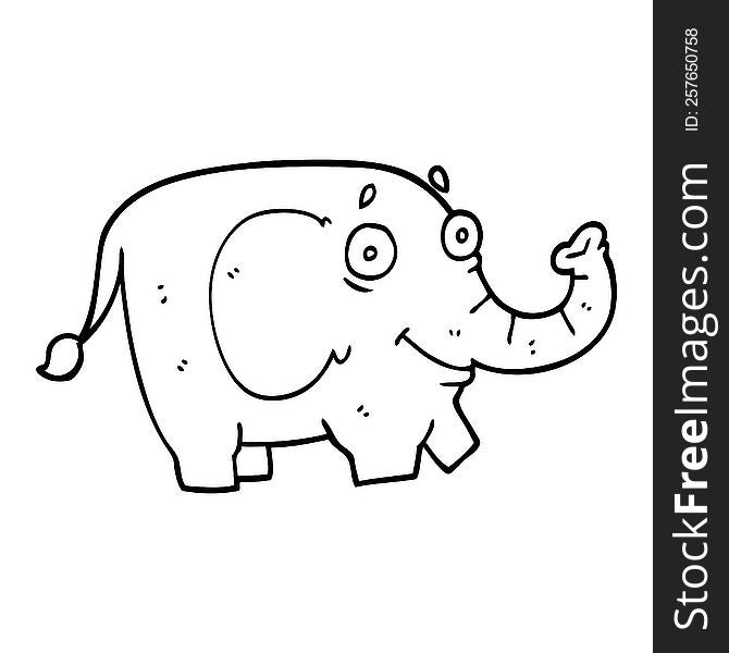 line drawing cartoon funny elephant