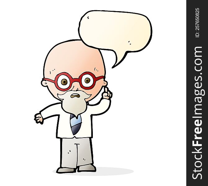 cartoon professor with speech bubble