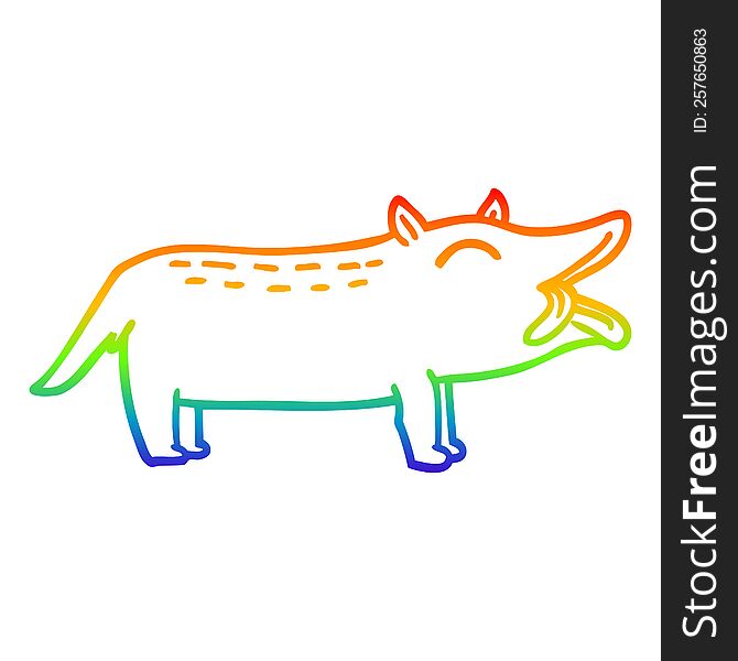 Rainbow Gradient Line Drawing Cartoon Funny Dog