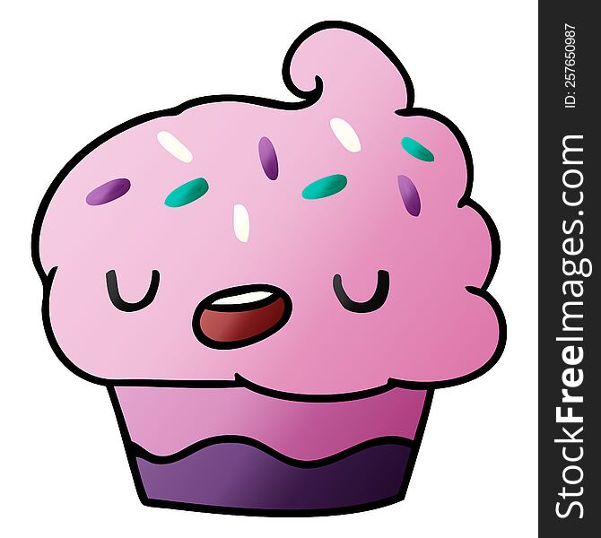 Gradient Cartoon Kawaii Of A Cute Cupcake