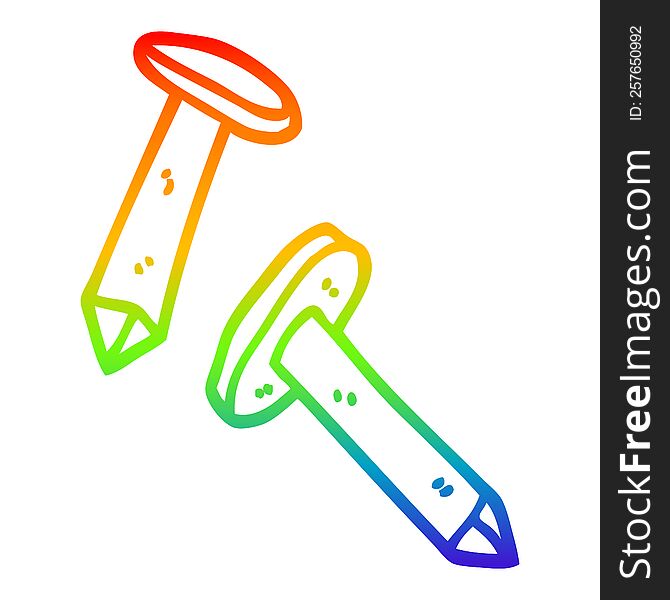 Rainbow Gradient Line Drawing Cartoon Nails