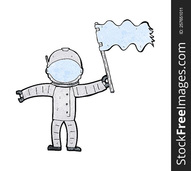 cartoon astronaut with flag