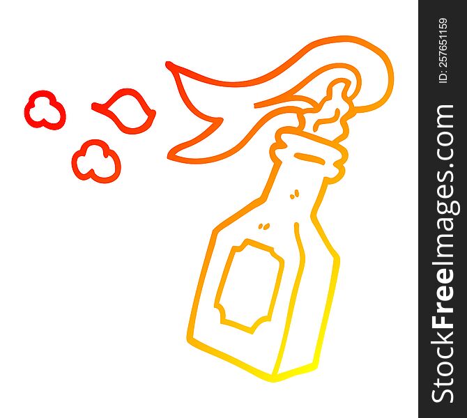 warm gradient line drawing of a cartoon molotov cocktail