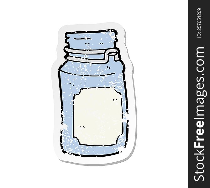 Retro Distressed Sticker Of A Cartoon Kitchen Jar