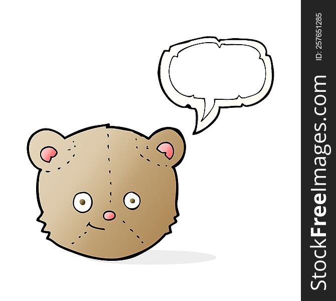 cartoon teddy bear head with speech bubble