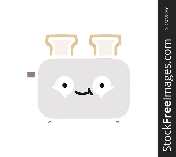 Flat Color Retro Cartoon Of A Toaster