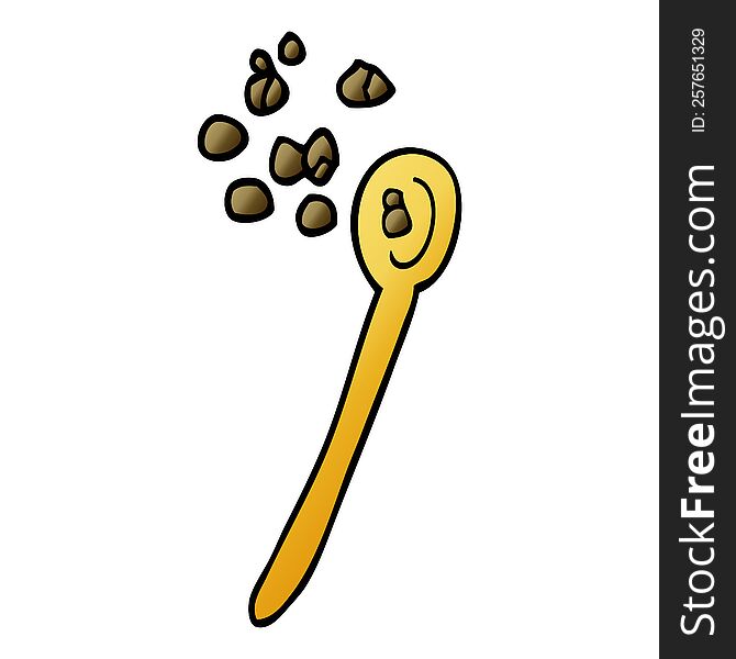cartoon doodle cereal on a spoon