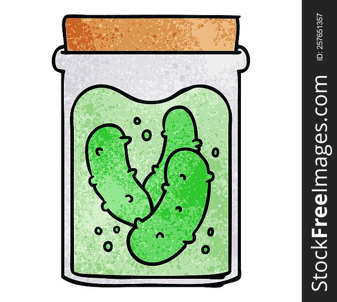 textured cartoon doodle jar of pickled gherkins