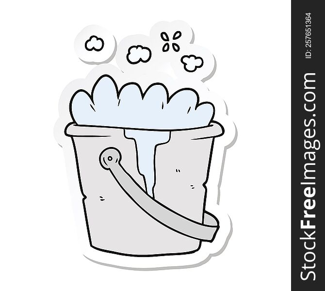 sticker of a cartoon bucket of soapy water