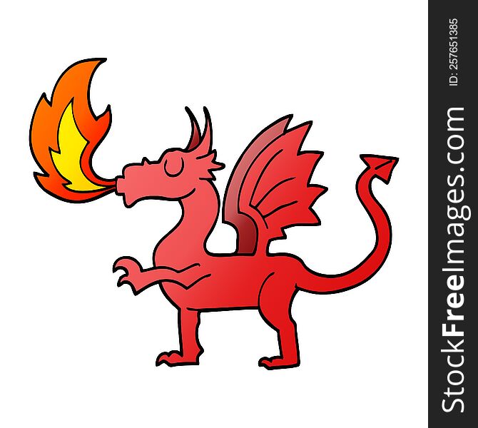 vector gradient illustration cartoon red dragon