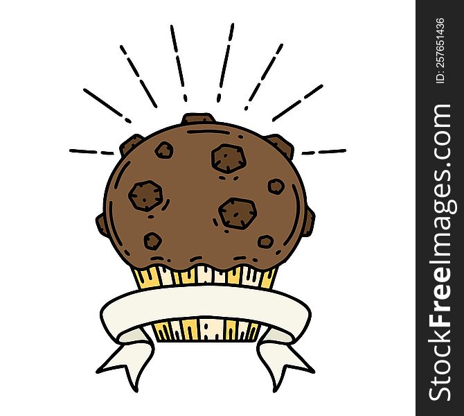 banner with tattoo style chocolate muffin