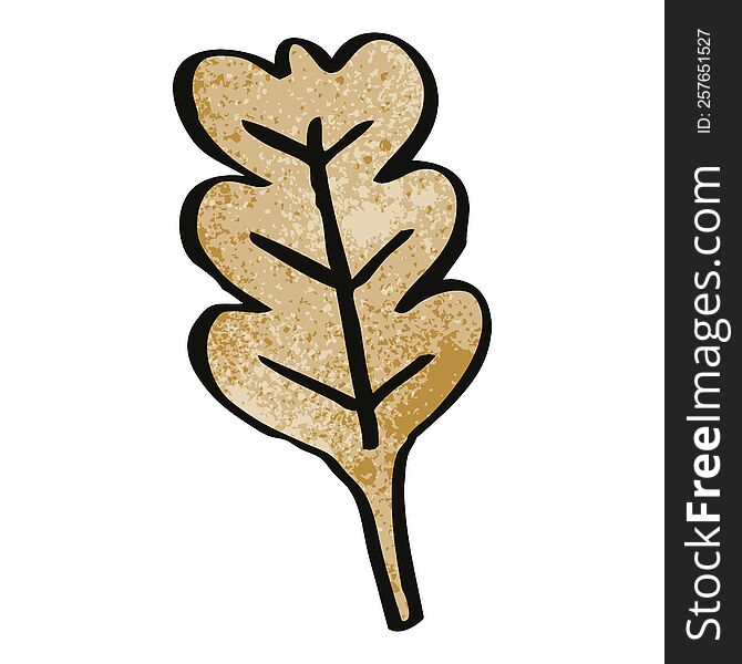 cartoon doodle dry brown leaf